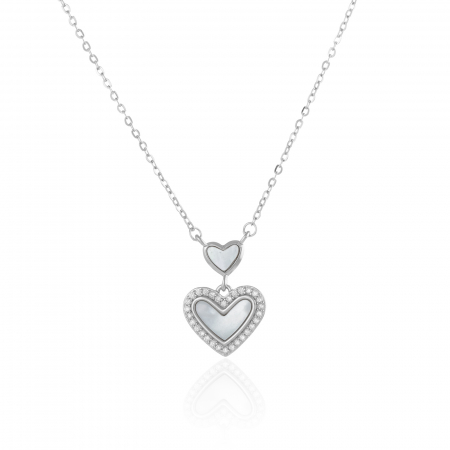 LANTURI CU PANDANTIV - Lant cu pandantiv din argint 925 rodiat , Piatra : sidef si cubic zirconia , Culoare : sidef si transparent ,