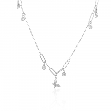 LANTURI CU PANDANTIV - Lant din argint 925 rodiat , Piatra : cubic zirconia , Culoare : transparenta ,  Sonis Silver