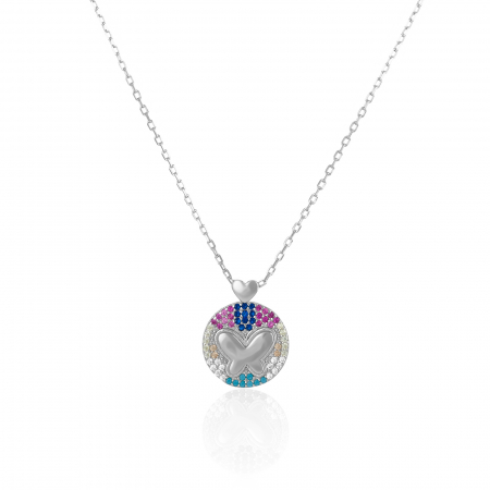 LANTURI CU PANDANTIV - Lant cu pandantiv  din argint 925 rodiat , Piatra :cubic zirconia , culoare : multicolor , Sonis Silver