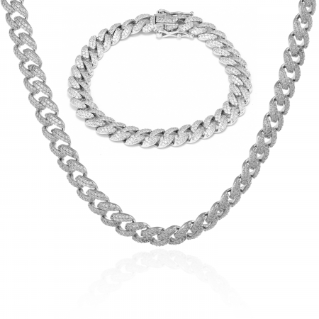 Lant tip "Cuban " din argint 925 rodiat ,Piatra : cubic zirconia , Culoare : transparenta ,Sonis Silver [1]