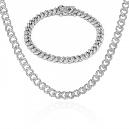 Lant tip "Cuban " din argint 925 rodiat ,Piatra : cubic zirconia , Culoare : transparenta ,Sonis Silver [1]