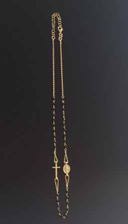 Lant  tip '' rozariu " din argint 925, placat cu aur de 14 kt,  Piatra : onix , Culoare : negru , Sonis Silver [1]