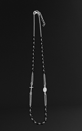 Lant tip" rozariu" din argint 925 rodiat ,Piatra : onix , Culoare: negru , Sonis Silver [1]