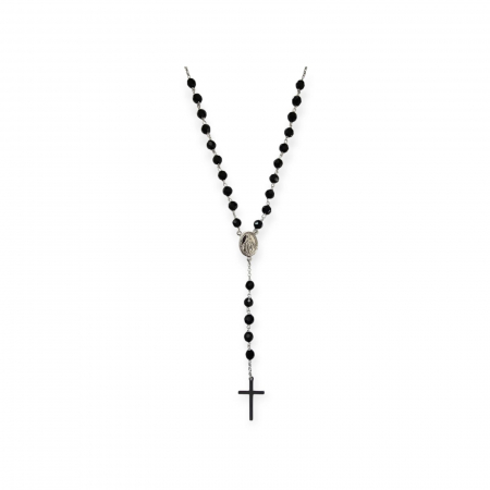 LANTURI TIP ROZARIU - Lant tip "rozariu "  din argint 925 rodiat, Piatra : onix fatetat, Culoare: negru, Sonis Silver