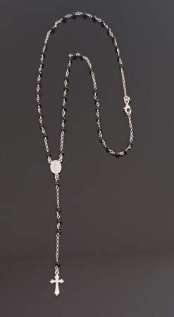 Lant  tip " rozariu" din argint 925 rodiat, Piatra: onix fatetat, Culoare: negru, Sonis Silver [1]