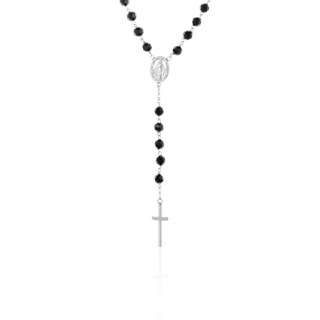 Lant tip "rozariu "  din argint 925 rodiat, Piatra : onix fatetat, Culoare: negru, Sonis Silver [1]