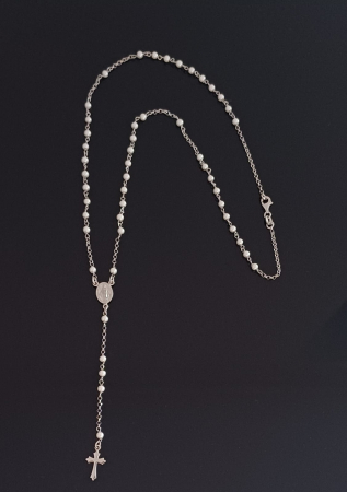 Lant  tip " rozariu " din argint 925 rodiat ,Piatra : perla de laborator , Culoare : alb, [1]