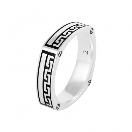 Inele de barbati - Inel tip " Verigheta "  din argint 925 rodiat, Piatra: email, Culoare: negru, Sonis Silver