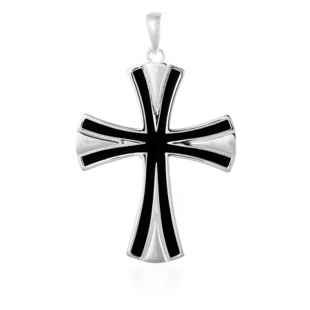 Pandantiv " tip cruce " din argint 925,  Piatra: email, Culoare: negru, Sonis Silver [0]