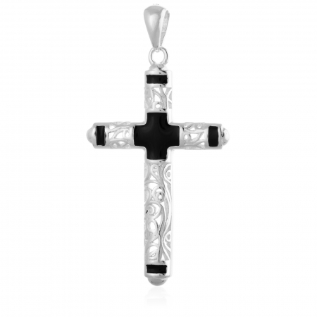Cruce din argint 925, Piatra: email, Greutate: 4.12 cm, Culoare: negru, Cod:739#9T16 [0]