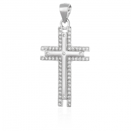 Pandantiv " tip cruce " din argint 925 rodiat, Piatra: cubic zirconia, Culoare: transparenta, Sonis Silver [0]