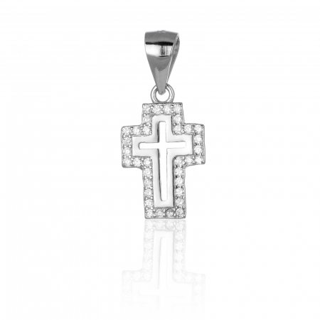 Pandantiv " tip cruce " din argint 925 rodiat , Piatra: cubic zirconia, Culoare: transparenta, Sonis Silver [0]