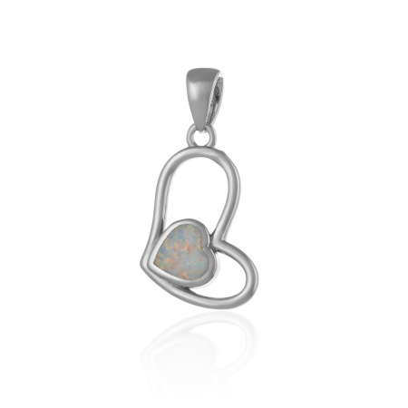PANDANTIVE - Pandantiv din argint 925 rodiat , Piatra : opal de laborator , Culoare : alb ,
