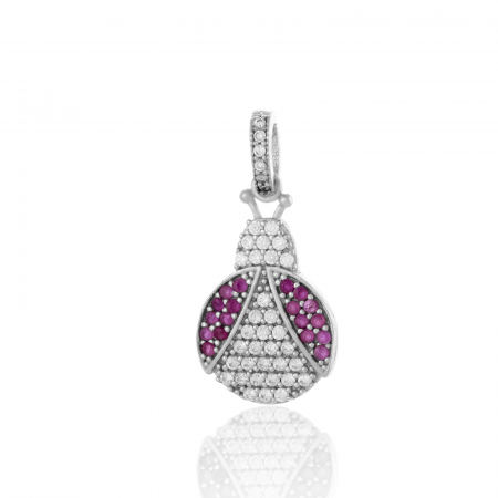 TALISMANE - Talisman din argint 925 rodiat, Piatra: cubic zirconia, Culoare: mov si transparent,