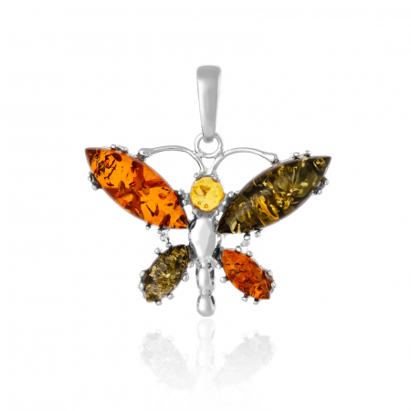 PANDANTIVE TIP CRUCE - Pandantiv din argint 925  , Piatra : chihlimbar natural , Culoare : multicolor , Sonis Silver