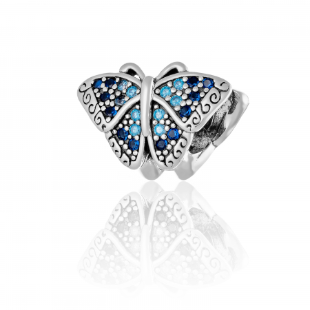 TALISMANE - Talisman  din argint 925 rodiat , Piatra : cubic zirconia , Culoare : albastru inchis si albastru deschis ,