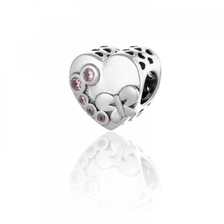 TALISMANE - Talisman din argint  925 rodiat   , Piatra : cubic zirconia , Culoare : roz ,