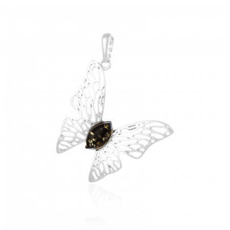 PANDANTIVE - Pandantiv din argint 925  ,Piatra : chihlimbar natural, Culoare : verde , Sonis Silver