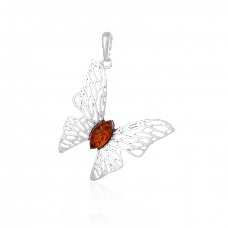 PANDANTIVE - Pandantiv din argint 925  ,Piatra : chihlimbar natural , Culoare : maro cognac, Sonis Silver