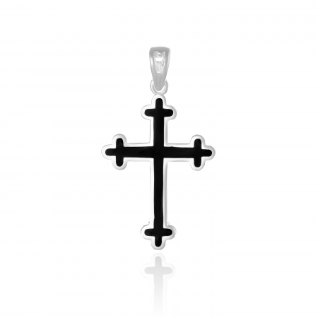 PANDANTIVE TIP CRUCE - Pandantiv " tip cruce " din argint 925, Piatra : email , Culoare : negru,  Sonis Silver