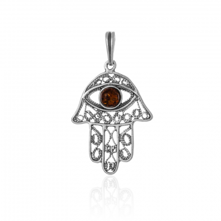 Produse - Pandantiv din argint 925 vintage , Piatra : chihlimbar natural , Culoare : maro cognac, Sonis Silver