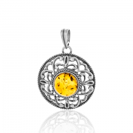 Produse - Pandantiv din argint 925 vintage, Chihlimbar natural, Culoare: maro cognac, Sonis Silver