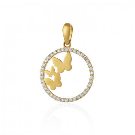 PANDANTIVE - Pandantiv din aur 585/ 14 kt, Piatra: cubic zirconia, Culoare: transparenta
