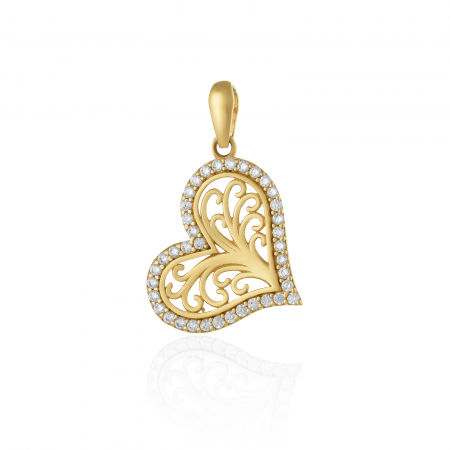 PANDANTIVE - Pandantiv din aur 585/ 14 kt, Piatra: cubic zirconia, Culoare: transparenta