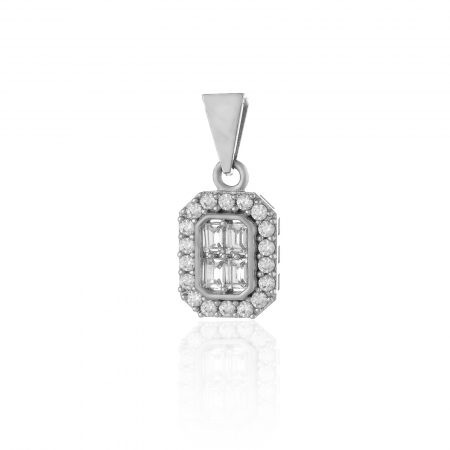 PANDANTIVE - Pandantiv din aur alb 585/ 14 kt, Piatra: zirconia fatetata si cubic zirconia, Culoare: transparenta
