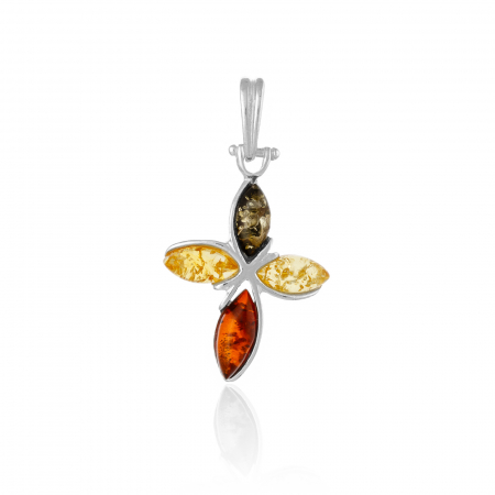 PANDANTIVE TIP CRUCE - Pandantiv tip " Cruce " din argint  925, Piatra : chihlimbar natural , Culoare : multicolor ,Sonis Silver