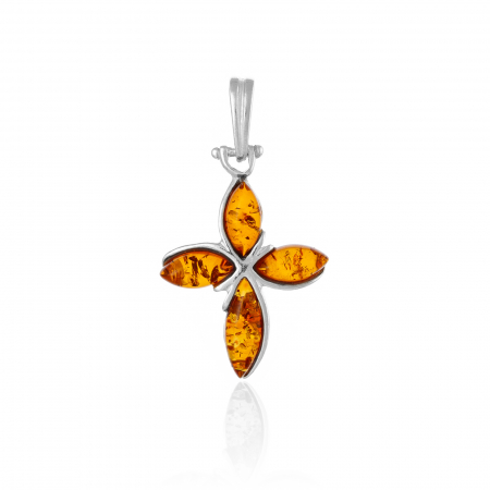 PANDANTIVE TIP CRUCE - Pandantiv tip " Cruce " din argint  925, Piatra : chihlimbar natural , Culoare : multicolor ,Sonis Silver