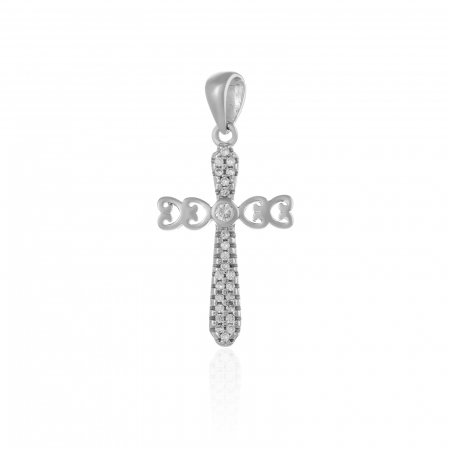 PANDANTIVE TIP CRUCE - Pandantiv tip " Cruce " din argint  925 rodiat , Piatra : cubic zirconia , Culoare : transparenta ,