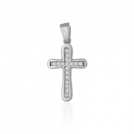 PANDANTIVE TIP CRUCE - Pandantiv tip " Cruce " din argint  925 rodiat , Piatra : cubic zirconia , Culoare : transparenta,
