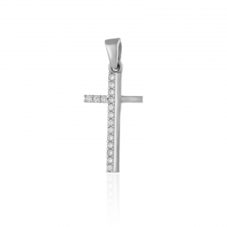 PANDANTIVE TIP CRUCE - Pandantiv tip " Cruce " din argint 925 rodiat , Piatra : cubic zirconia , Culoare : transparenta,
