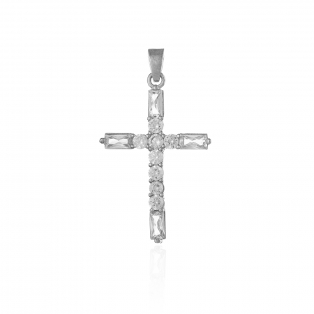 PANDANTIVE TIP CRUCE - Pandantiv  tip '' Cruce " din argint 925 rodiat , Piatra: zirconia fatata, Culoare: transparenta, Sonis Silver