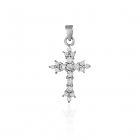 PANDANTIVE TIP CRUCE - Pandantiv tip "cruce " din argint 925 rodiat , Piatra : zirconia fatetata , Culoare : transparenta ,Sonis Silver