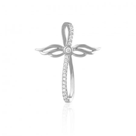 Produse - Pandantiv '' tip cruce "din argint 925, rodiat, Piatra: zirconia fatetata si cubic zirconia, Culoare: transparent, Sonis Silver