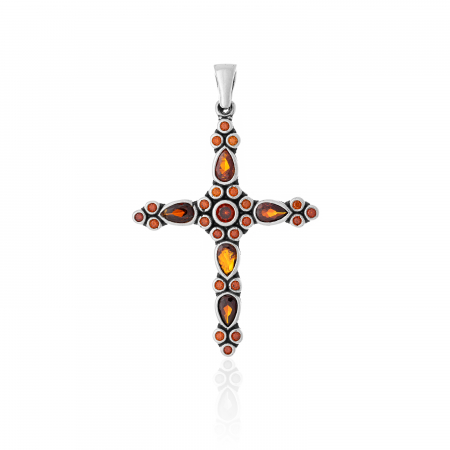 Produse - Pandantiv " tip cruce "  din argint 925 rodiat Piatra: zirconia fatetata, Culoare: maro, Sonis Silver