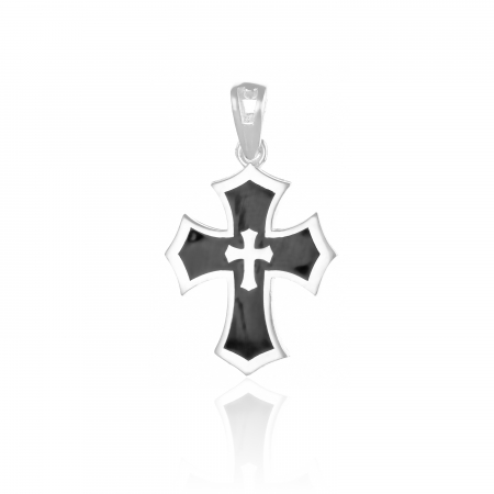 PANDANTIVE TIP CRUCE - Pandantiv tip " cruce "  din argint 925  , Piatra : email , Culoare : negru ,