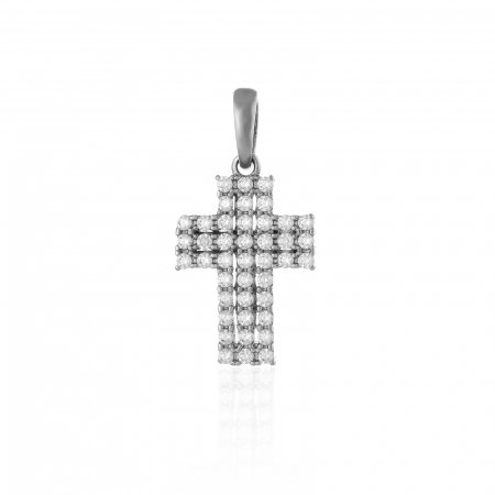 PANDANTIVE TIP CRUCE - Pandantiv tip ''Cruce'', din aur alb 585/ 14 kt, Piatra: cubic zirconia, Culoare: transparenta