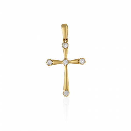 PANDANTIVE TIP CRUCE - Pandantiv tip ''Cruce'', din aur 585/ 14 kt, Piatra: cubic zirconia, Culoare: transparenta
