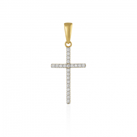 PANDANTIVE TIP CRUCE - Pandantiv tip ''Cruce'', din aur 585/ 14 kt, Piatra: cubic zirconia, Culoare: transparenta