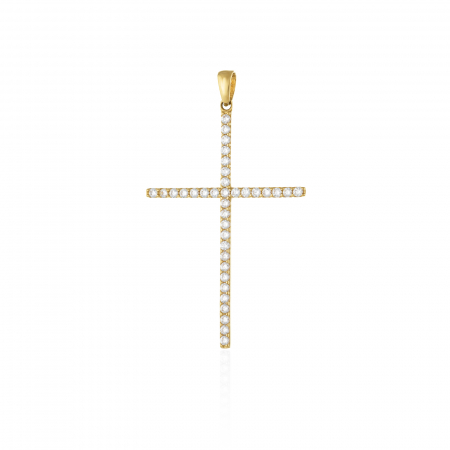 PANDANTIVE TIP CRUCE - Pandantiv tip ''Cruce'', din aur 585/ 14 kt, Piatra: cubic zirconia, Culoare: transparenta