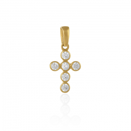 PANDANTIVE TIP CRUCE - Pandantiv tip ''Cruce'', din aur 585/ 14 kt, Piatra: cubic zirconia, Culoare: transparenta