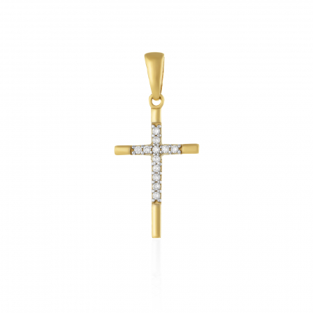 PANDANTIVE TIP CRUCE - Pandantiv tip ''Cruce'', din aur 585/ 14 kt, Piatra: cubic zirconia, Culoare: transparenta