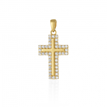 PANDANTIVE TIP CRUCE - Pandantiv tip ''Cruce'', din aur 585/ 14 kt, Piatra: cubic zirconia, Culoare: transparenta