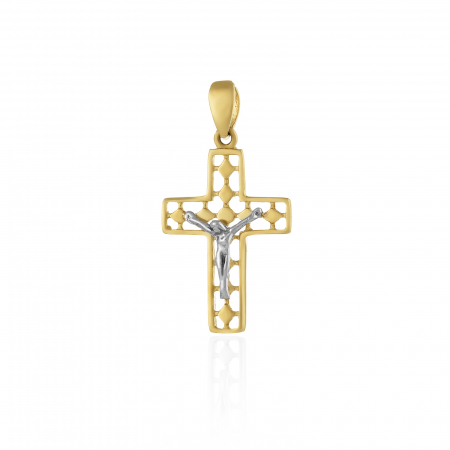 PANDANTIVE TIP CRUCE - Pandantiv tip ''Cruce'', din aur 585/ 14 kt, galben si alb