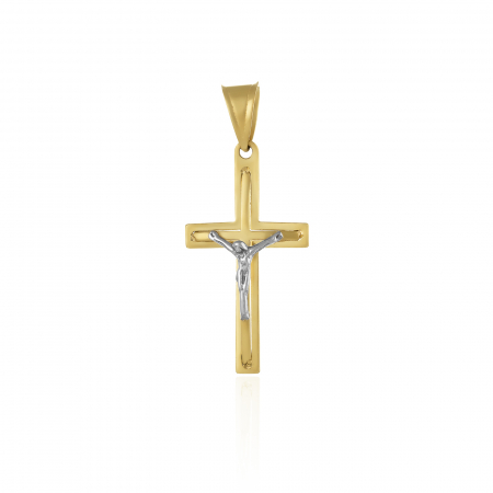 PANDANTIVE TIP CRUCE - Pandantiv tip ''Cruce'', din aur 585/ 14 kt, galben si alb