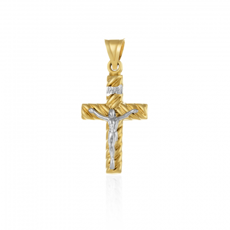 PANDANTIVE TIP CRUCE - Pandantiv tip ''Cruce'', din aur 585/ 14 kt, galben si alb
