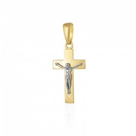 PANDANTIVE TIP CRUCE - Pandantiv tip ''Cruce'', din aur 585/ 14 kt, galben si alb